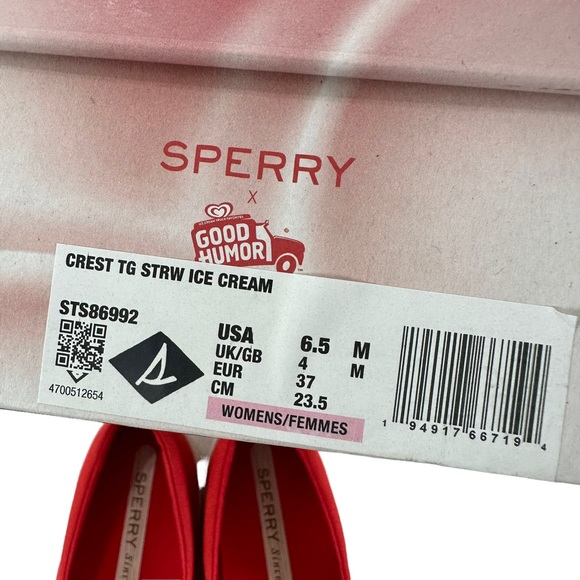 Sperry Crest Strawberry Ice Cream Shortcake Slip-On Sneaker Size 6.5M - Picture 15 of 16
